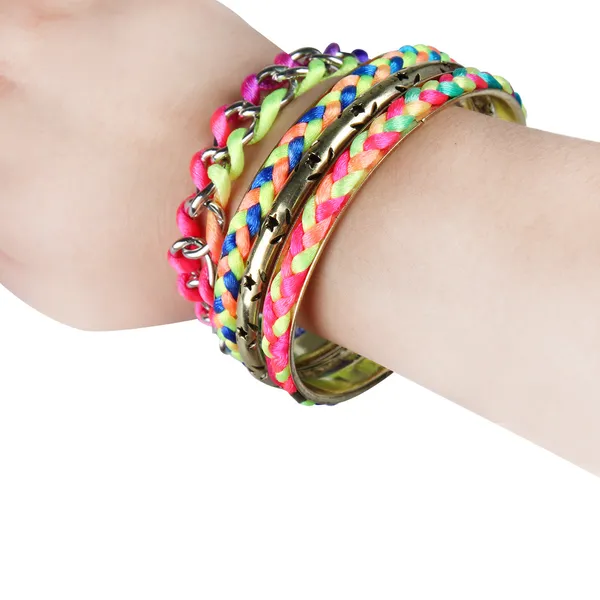 4Pcs Colorful Woven Burnished Gold Bracelets Set - Image 4
