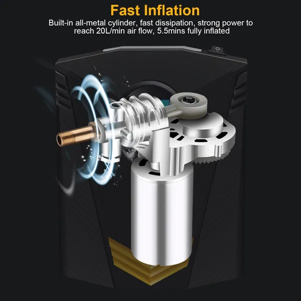 Tire Inflator 12V DC 100W 150PSI Digital Tire Pump W/LCD Display Electric Air Compressor Pump 20L/Min Air Flow - Image 2