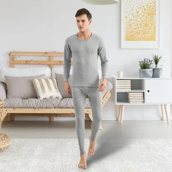Men Thermal Underwear Set Long Johns Pants Long Sleeve Soft Underwear Kit Top Bottom Winter Sports Suits - 2