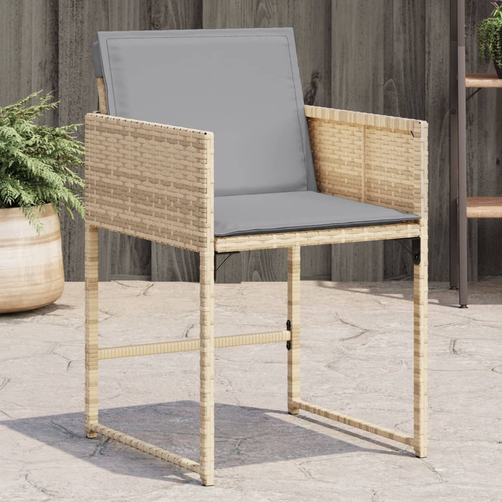 Garden Chairs with Cushions, , Beige Mix, Poly Rattan Default - Shop at LoveMi