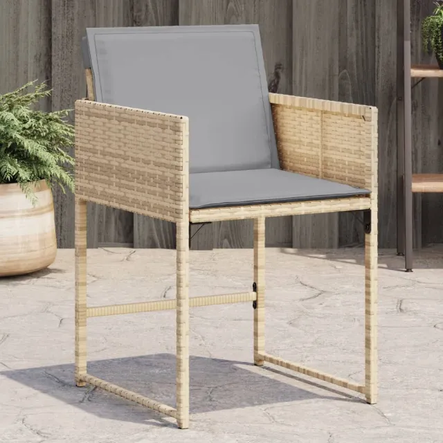 Garden Chairs with Cushions, , Beige Mix, Poly Rattan - Shop at LoveMi