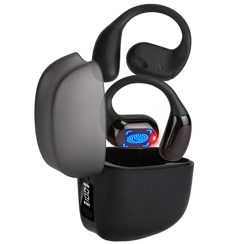 Wireless V5.4 Open Ear Earbuds With Earhook LED Display Charging Case IPX5 Waterproof 300Hrs Standby Time Touch Control Stereo Sport Headphones For Workout Runn