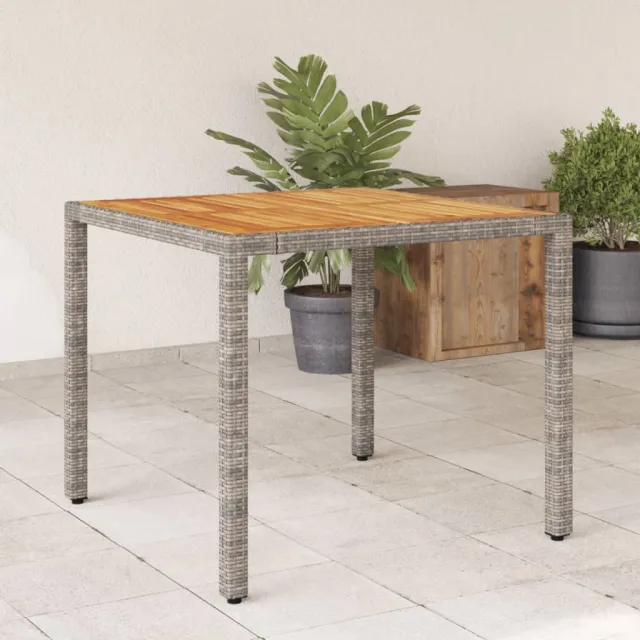 garden table with acacia wood top, 90x poly rattan Gray - Shop at LoveMi