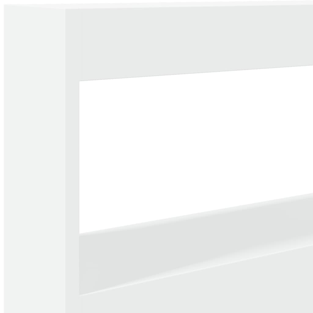 White Headboard with Shelves and LED Lights