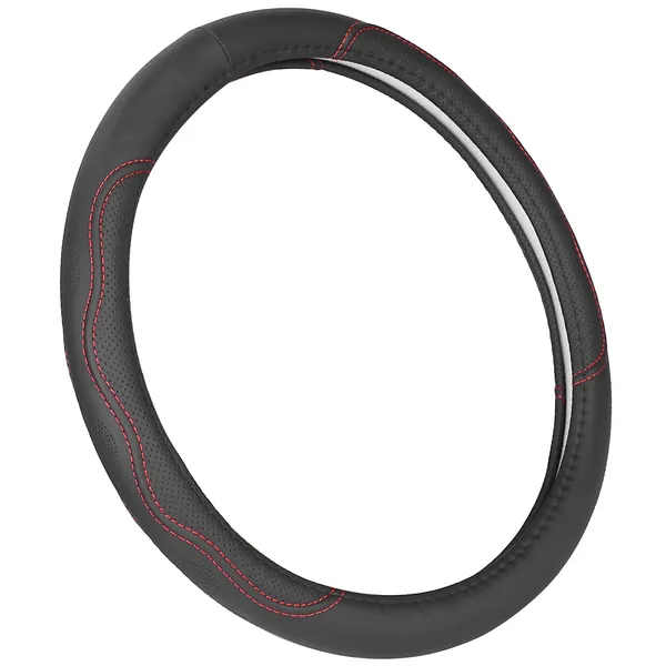 Steering Wheel Cover 14.5in-15in Diameter Universal Fiber Leather Car Steering... 2