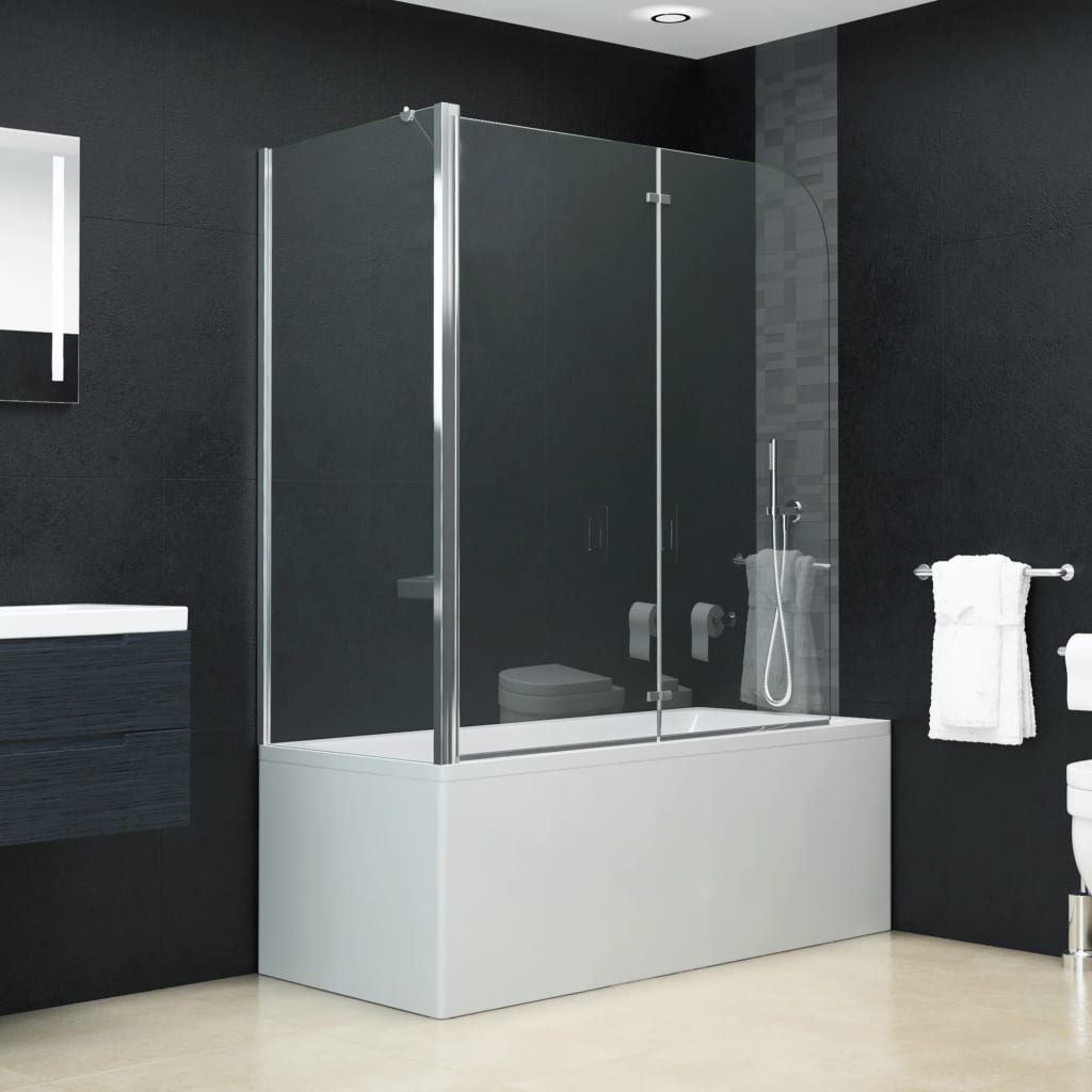    Bathtub Screen, 2-Way Foldable, Tempered Safety Glass, 120x68x130 cm