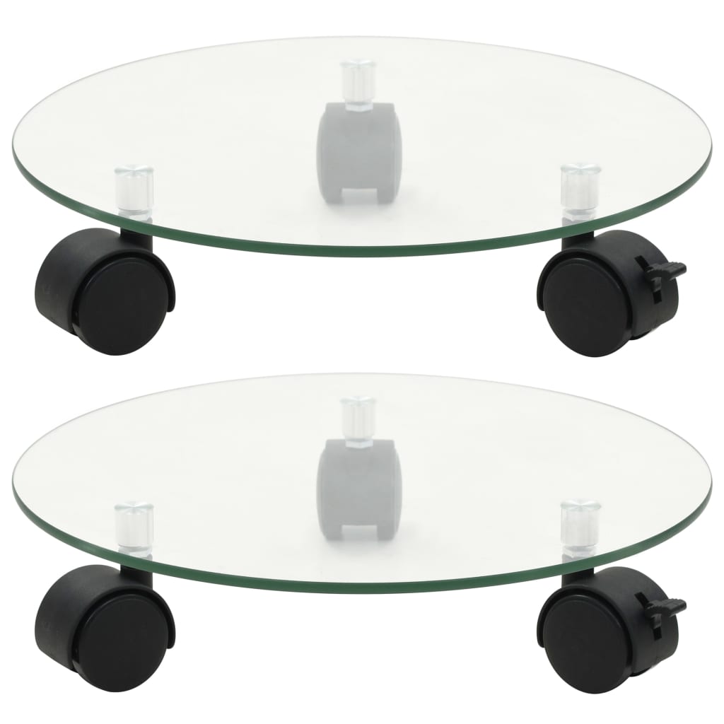 Rollbare Pflanzenständer aus gehärtetem Glas mit 360°-Schwenkrollen und Bremse für einfaches Umstellen der Pflanzen_voghion.com