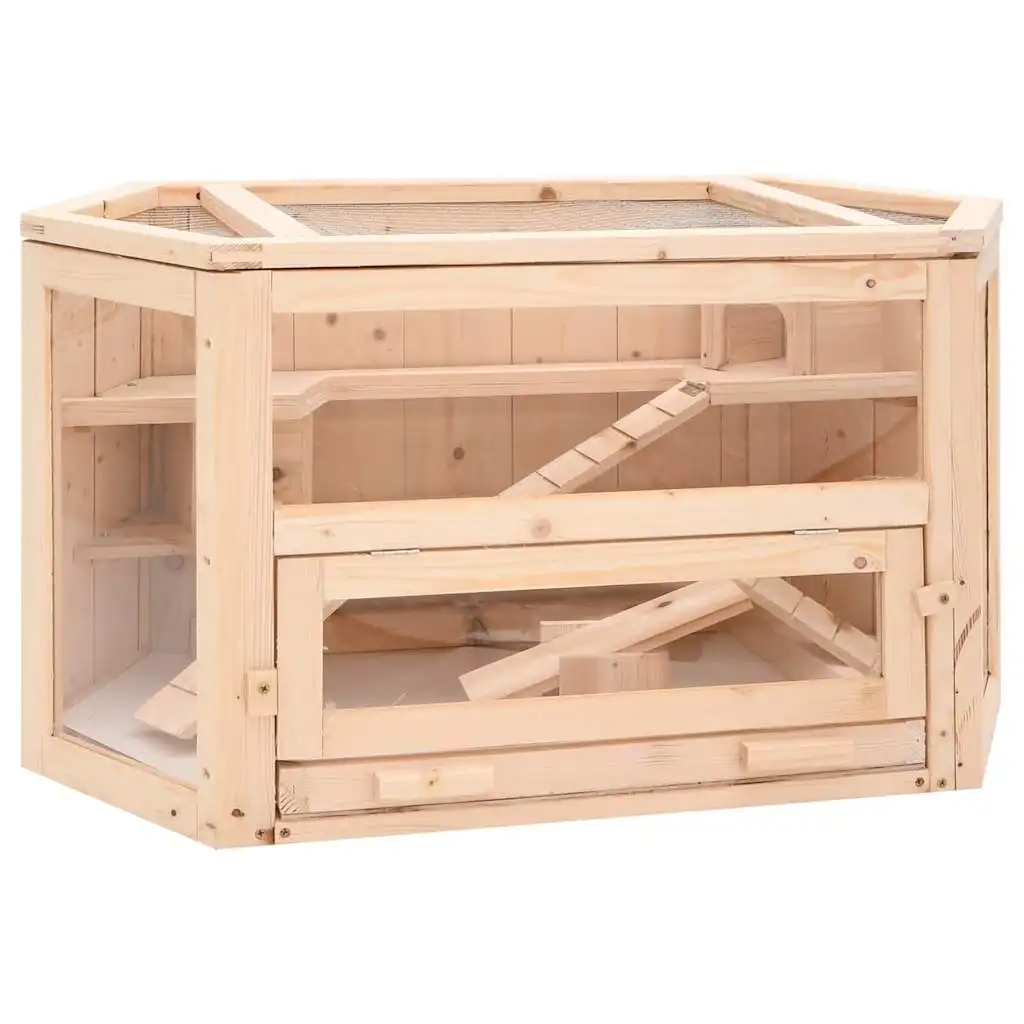 Hamster Cage 80x40x43 cm Solid Fir Wood