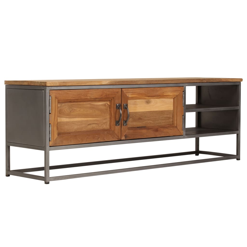 TV cabinet, recycled teak and steel, 120x30x40 cm Default