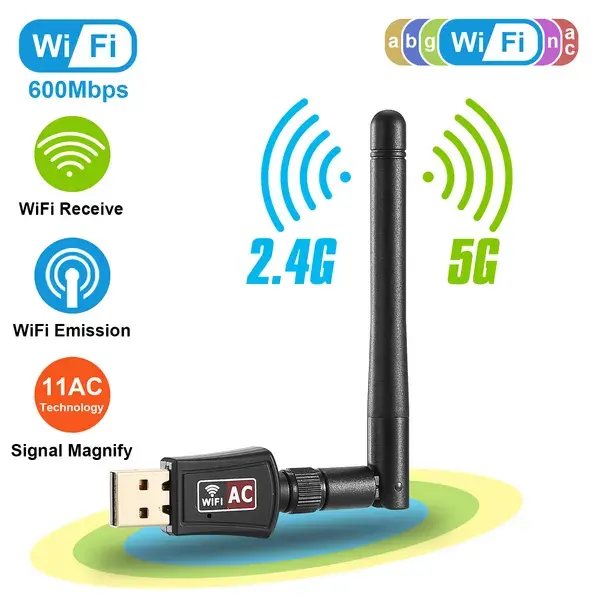 USB WiFi Adapter AC600Mbps 5G 2.4G Dual