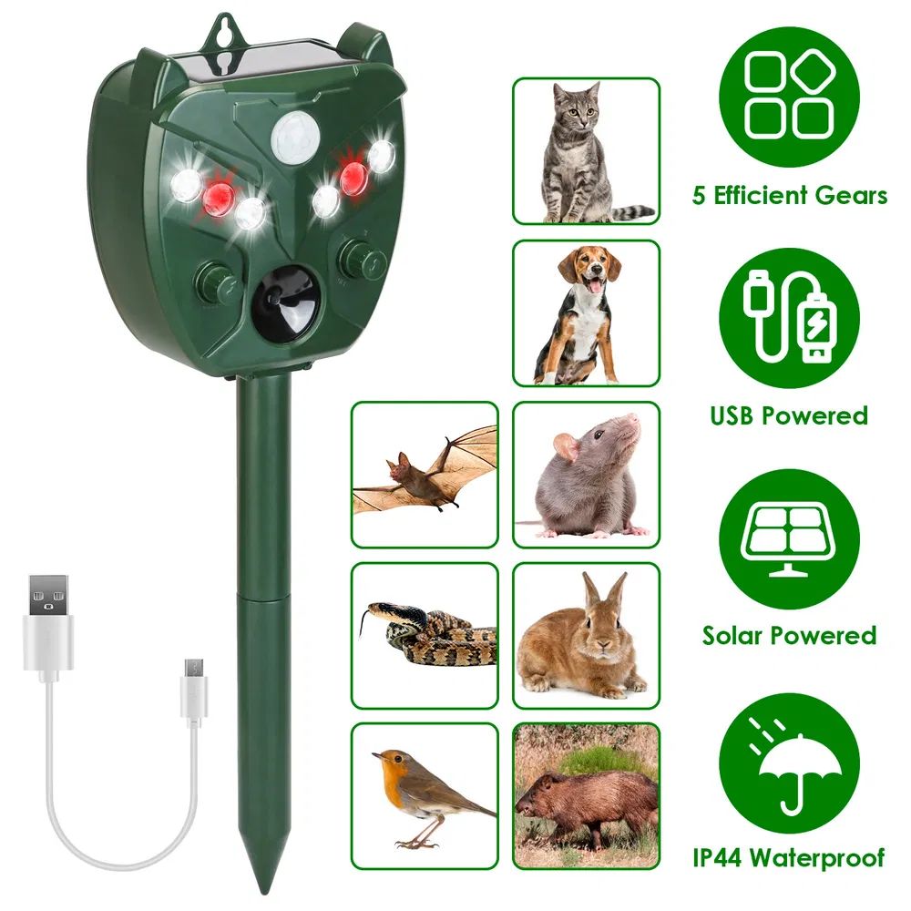 Ultrasonic Solar Animal Repeller Outdoor Mole Snake Squirrel Mouse Chaser Waterproof Bird Deer Dog Cat Deterrent With 5 Gears For Farm Garden Yard ... Green - Shop at LoveMi