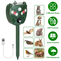 Ultrasonic Solar Animal Repeller Outdoor Mole Snake Squirrel Mouse Chaser Waterproof Bird Deer Dog Cat Deterrent With 5 Gears For Farm Garden Yard ... - View 1