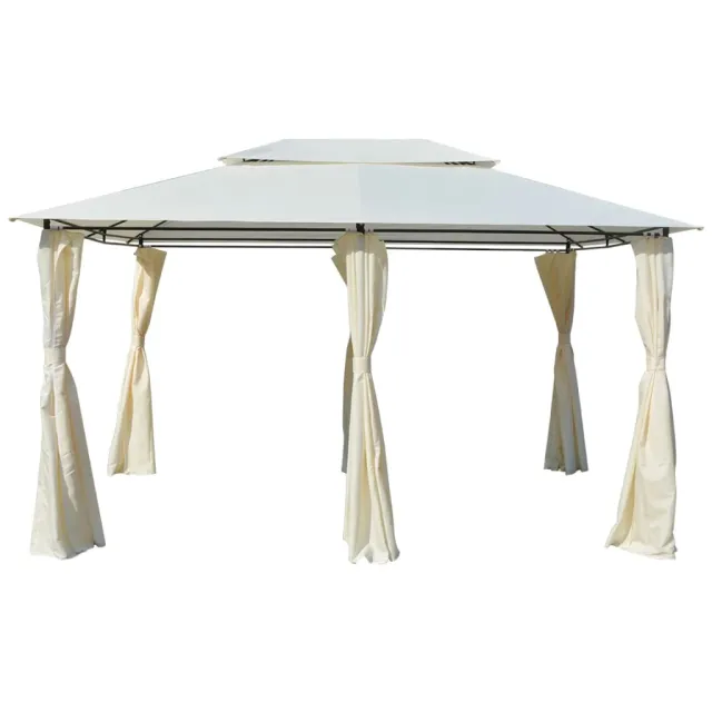 Garden Pavilion with Curtains 4x3 m White - Shop at LoveMi