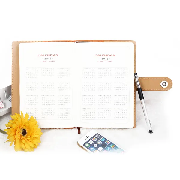 PU Leather Cover Notebook Memopad With Calendar World Map And Silk Ribbon 4