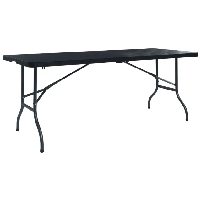 Folding Garden Table, Black, 180×75×72 cm, HDPE Rattan Look - Shop at LoveMi