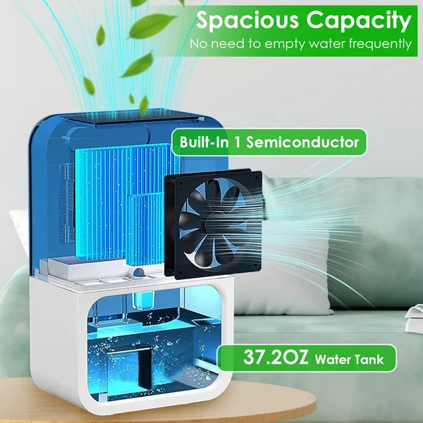 37.2OZ Dehumidifier Indoor Portable Small Dehumidifier With Sleep Mode 1-24H Timer 7-Color Lighting 950sq.ft Coverage Touch Control For Home Bathroom Basement Closet RV Bedroom