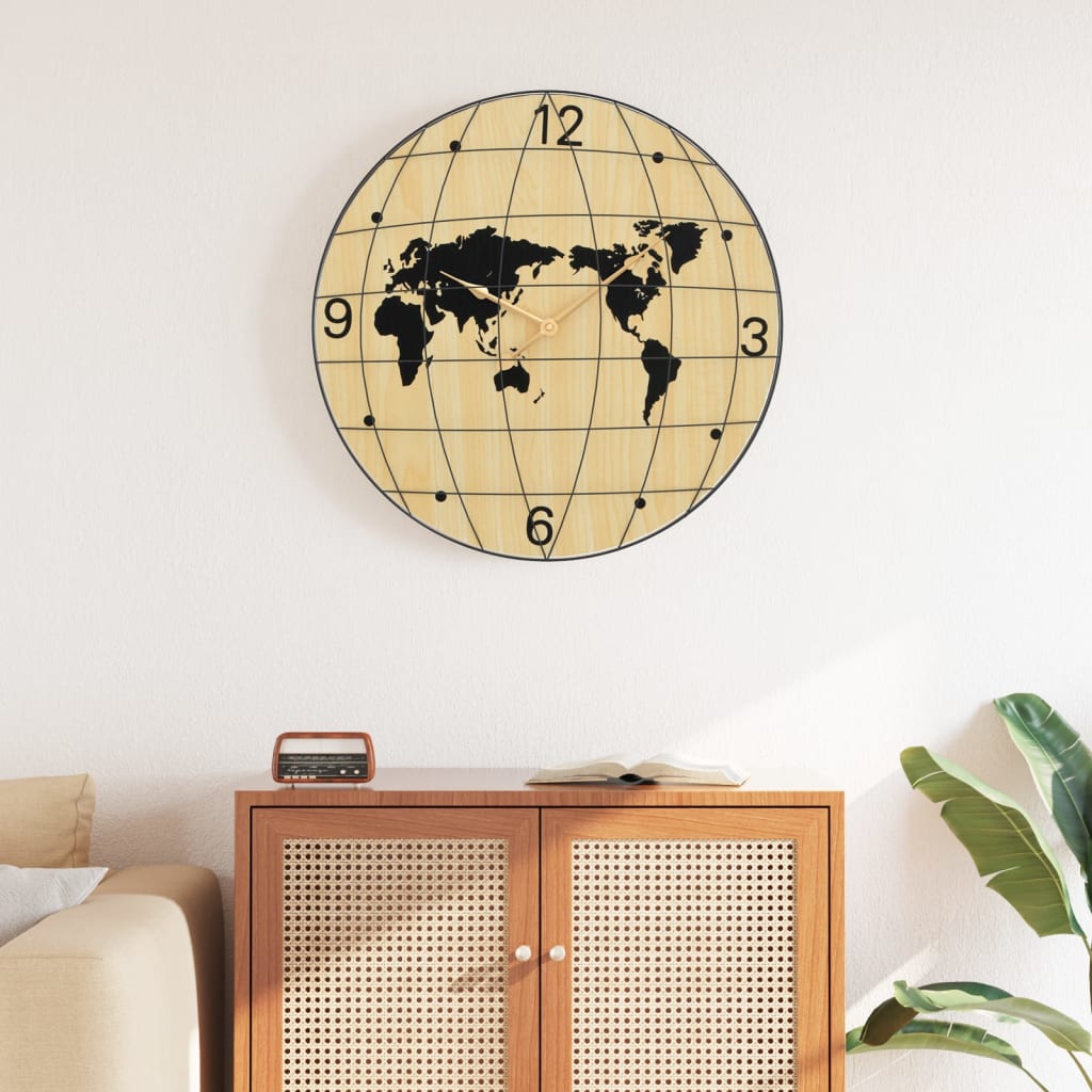 Wall Clock Yellow and Black &Oslash;50 cm Wood Material