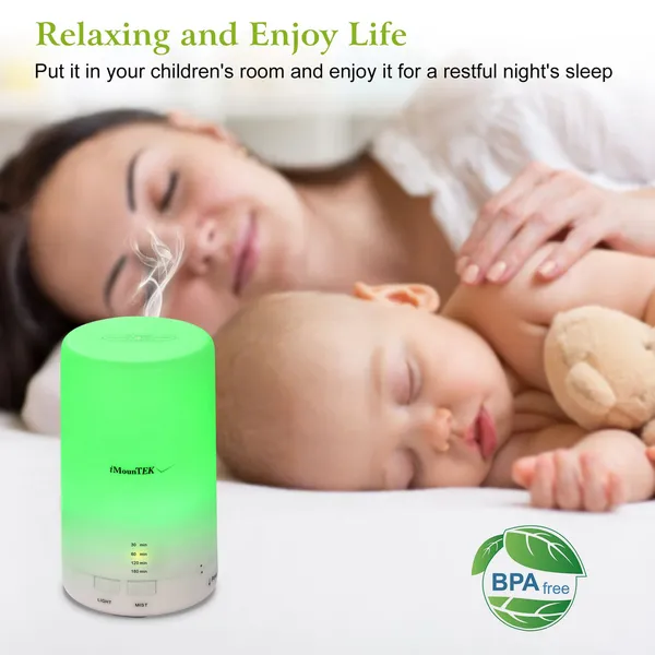 Ultrasonic Cool Mist Humidifier Mini Aroma Essential Oil Diffuser With Colorful Lights 4 Timer Settings