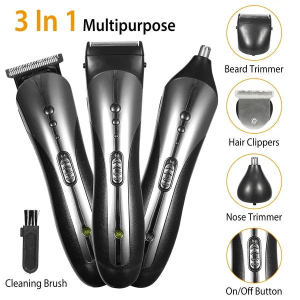 Men Electric Hair Clipper Trimmer Rechargeable Beard Shaver Razor Nose Trimmer Set 3