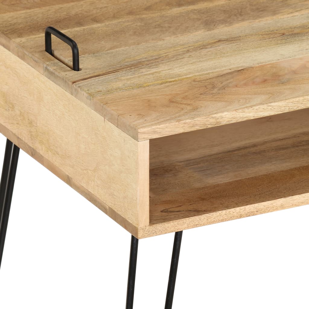 Wooden Open Shelf TV stand with Black Metal Legs