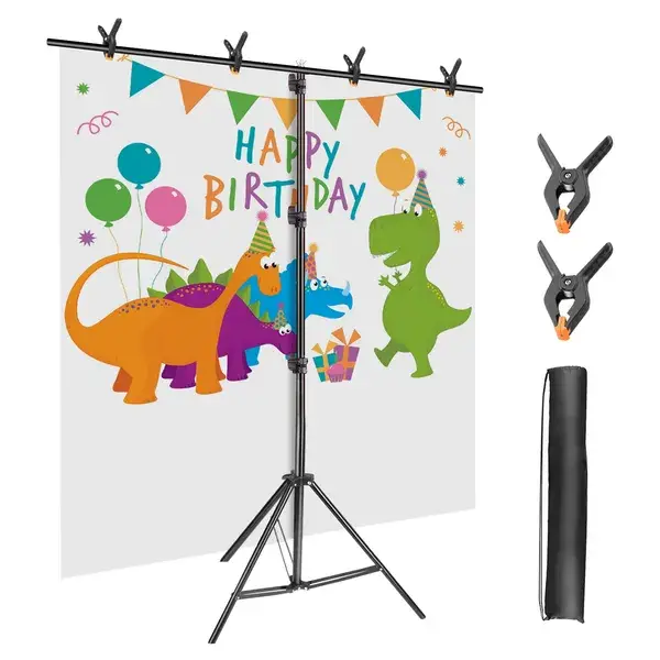 6.5×8.5FT T-Shape Photo Video Backdrop Stand Heavy Duty Background Stand Adjustable Photography Backdrop Stand With 6 Spring Clamps Sandbag Carry Bag For Studio