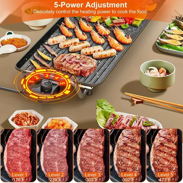 Electric Barbecue Grill Hot Plate Cooking BBQ Griddle Non-Stick Table Top Grill Griddle For Indoor Outdoor Camping Picnic
