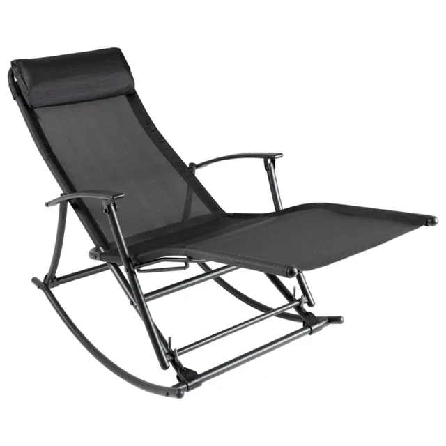 Garden Rocking Chair Steel and Textilene Black - Shop at LoveMi
