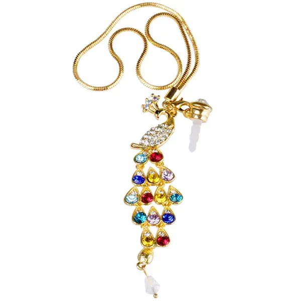 Colorful Crystal Diamond Peacock Dust Cap Pendant