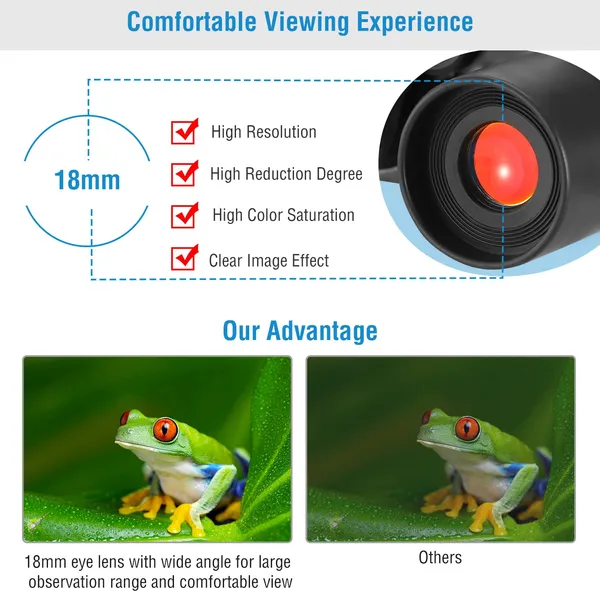 Portable HD Binoculars With FMC Lens Low Light Night Vision Telescope For Bird Watching Hunting Sports Events
