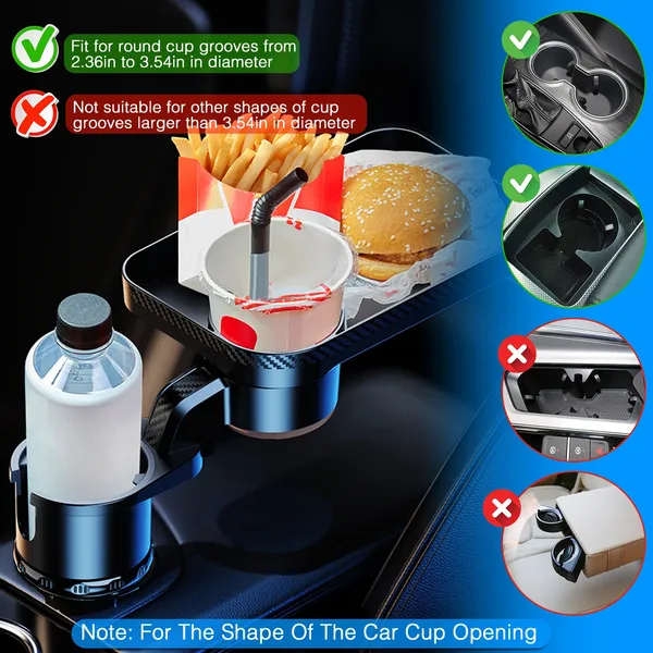 Car Cup Holder Tray 360° Rotating Car Bottle Holder Expander Adapter 5