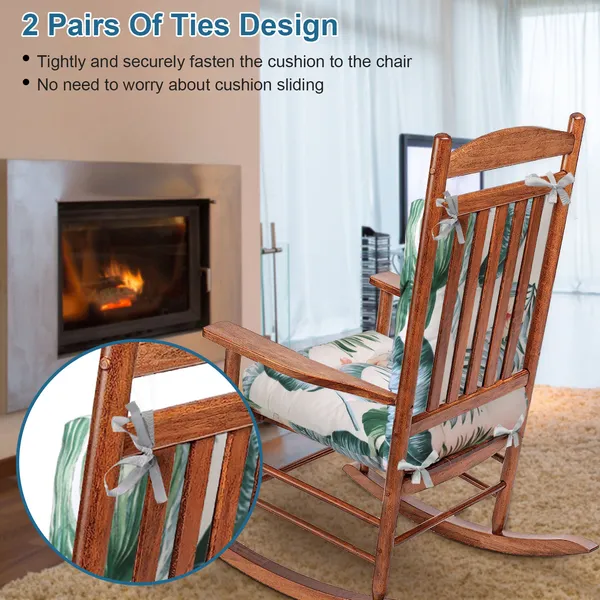 Waterproof Rocking Chair Cushion Upper And Lower Back And Seat Sets With Non-Slip Ties Oxford Cloth Surface Polyester Filling Comfortable For Indoor Home Office Car