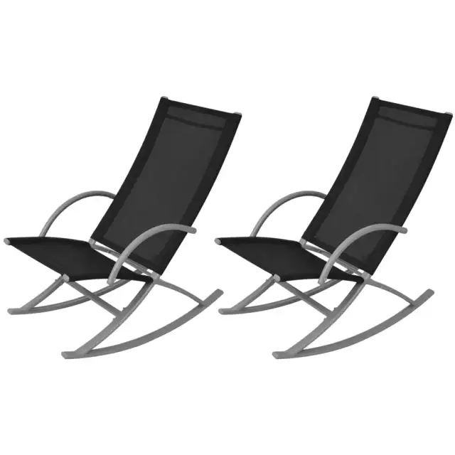 Garden Rocking Chairs, , Steel and Textile, Black - Shop at LoveMi