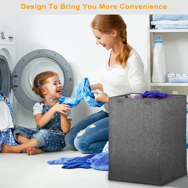 Foldable Laundry Hampers Washing Clothes Laundry Basket With Lid Handles Storage Organizer