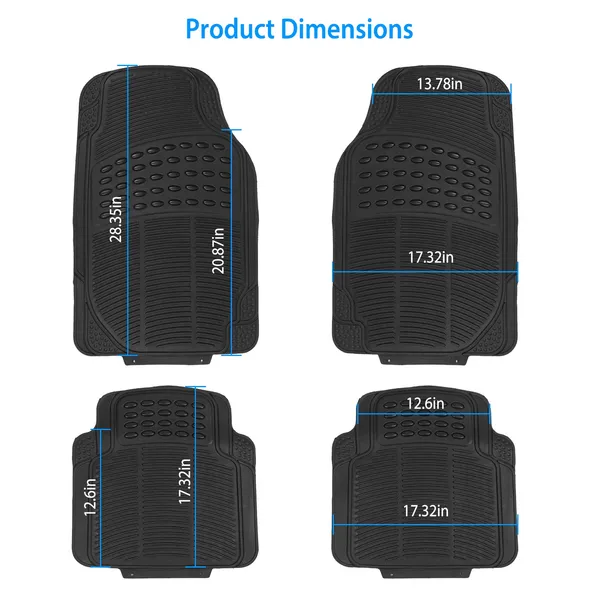 4Pcs Automotive Floor Mats Front And Rear PVC Rubber Floor Mats Heavy Duty... 2