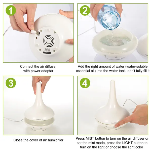 200ml Cool Mist Humidifier Ultrasonic Aroma Essential Oil Diffuser W/7 Color LED Lights Waterless Auto Off For Office Home Room Study Yoga Spa