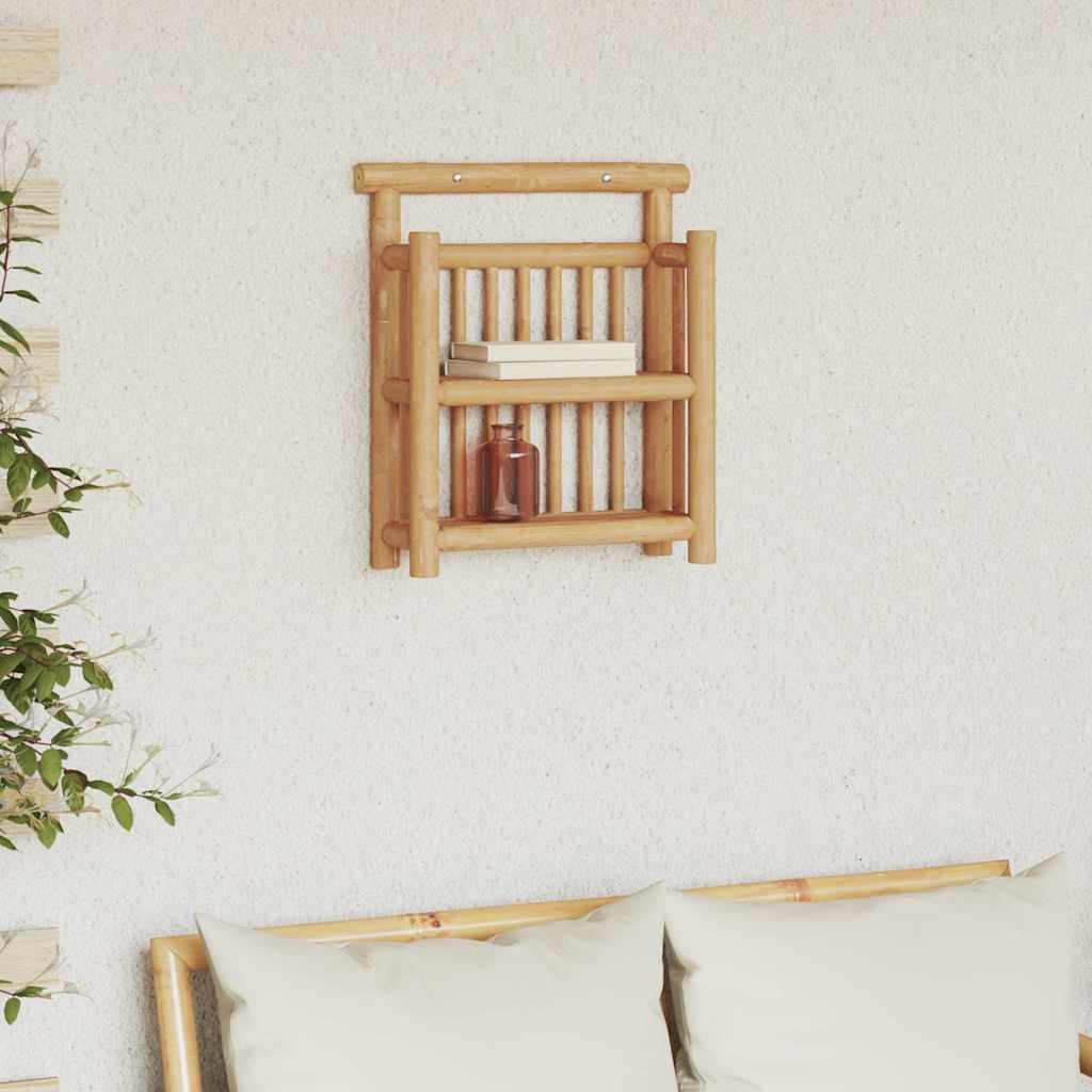 wall shelf with storage, brown, 40 x 13 x 44 cm, bamboo Default - Shop at LoveMi