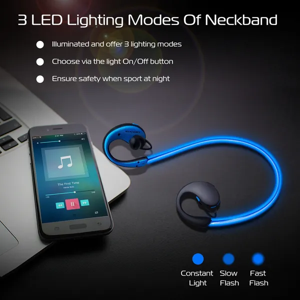 Wireless Sports Headsets Wireless V4.1 Neckband Earphones HD Stereo Sweat-proof Headphones Earbuds 5