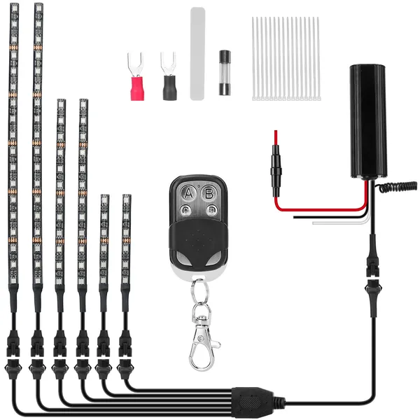 6Pcs Motorcycle LED Light Strips Multi-Color Neon Light Kits Waterproof DC 12V RGB Atmosphere Lights