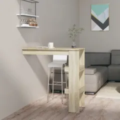 Wall-Mounted Bar Table Sonoma Oak 102x45x103.5 cm Wood-Based Material Wall-Mounted Bar Table - Smoked Oak - View 1