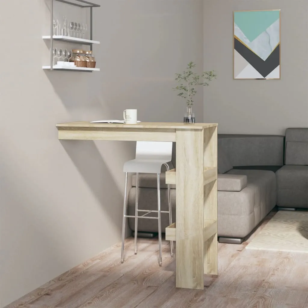 Wall-Mounted Bar Table Sonoma Oak 102x45x103.5 cm Wood-Based Material Wall-Mounted Bar Table - Smoked Oak