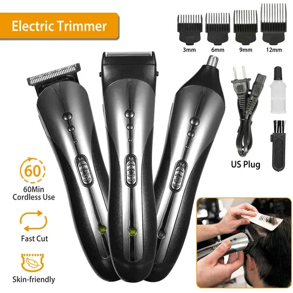 Men Electric Hair Clipper Trimmer Rechargeable Beard