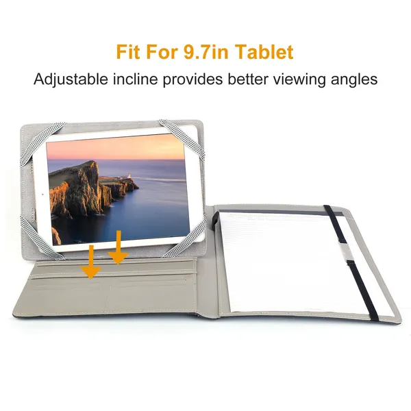 Organizer Case For 9.7in Tablet PC Business Tablet Portfolio With A5 Notepad Paper Pad Card Holder