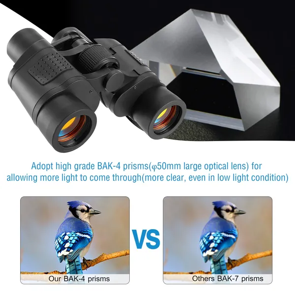 Portable HD Binoculars With FMC Lens Low Light Night Vision Telescope For Bird Watching Hunting Sports Events