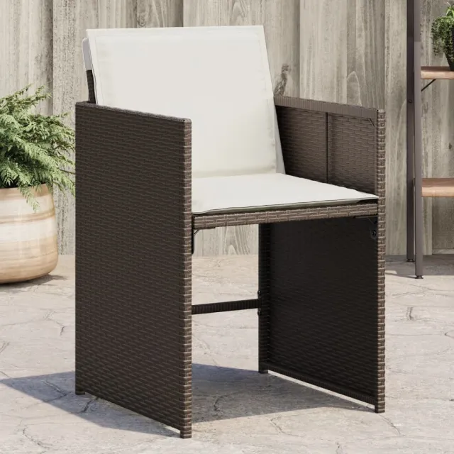 Garden Chairs with Cushions, , Brown Poly Rattan - Shop at LoveMi
