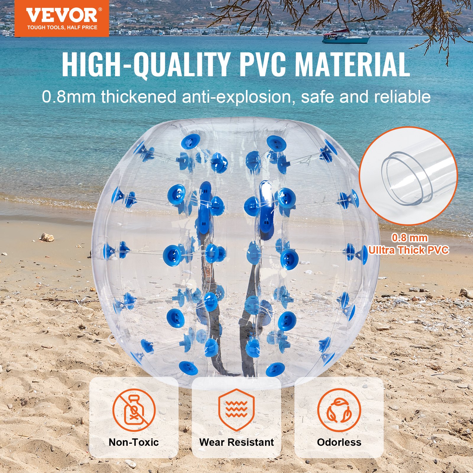 Inflatable Bumper Ball 1-Pack, 4FT/1.2M Body Sumo Zorb Balls For Teen & Adult, 0.8mm Thick PVC Human Hamster Bubble Balls For Outdoor Team Gaming Play, Bumper Bopper Toys For Garden, Yard, Park