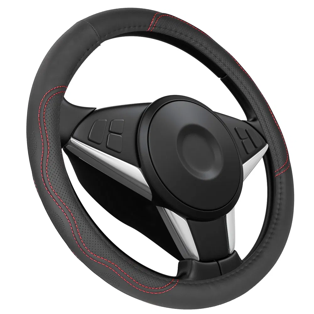 Steering Wheel Cover 14.5in-15in Diameter Universal Fiber Leather Car Steering... 6