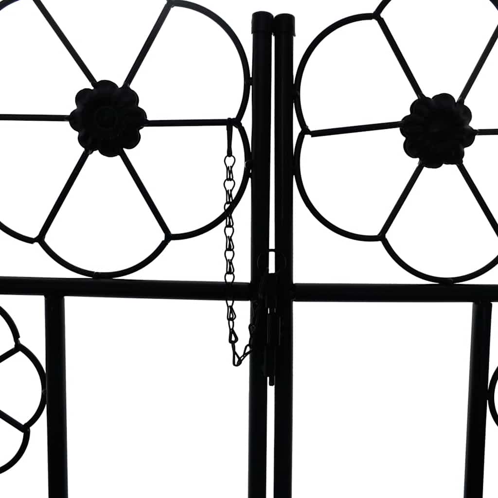 Gartenbogen-Tor aus robustem Eisen, schwarz, wetterfest, mit Rankhilfe für Kletterpflanzen, Dekoration, 115 x 37 x 230 cm_voghion.com