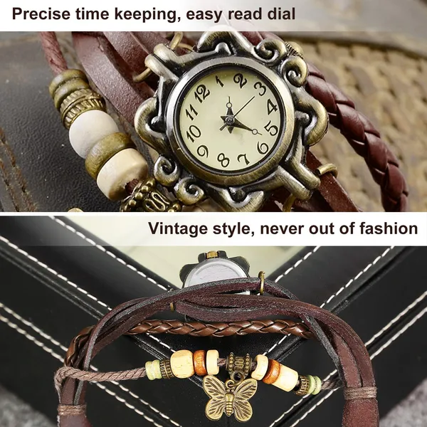 Vintage Women’s Watch Bohemian Handmade Leather Watch Quartz Wrist Watch Fashion