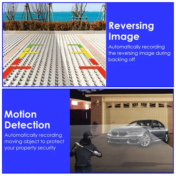 WiFi FHD 1080P Car Dash Cam 3 Channels Front Rear Inside Dash Camera With Loop Recording Reversing Visual 170° Wide Angle 64G Card Included