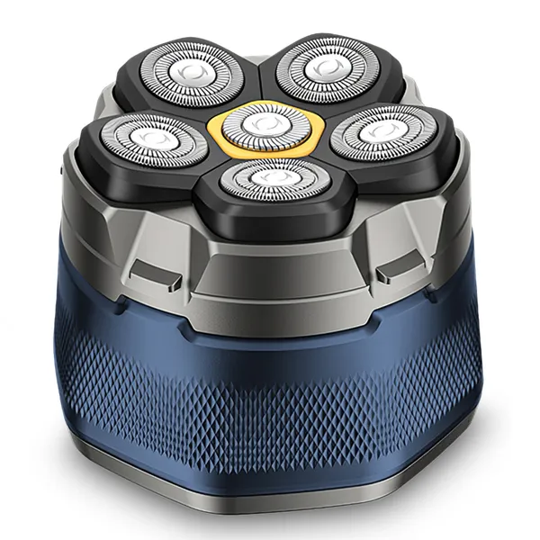 Cordless Electric Head Shaver For Men 6D Magnetic Floating Head IPX6 Waterproof Wet Dry Shaving Electric Razor Type-C Rechargeable Trimmer With LED Digital Display For Bald Man